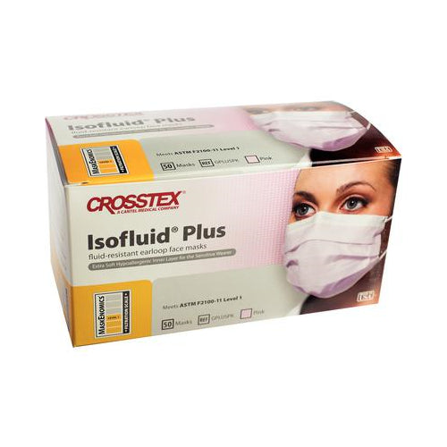 Crosstex GPLUSPK Isofluid Plus ASTM Level 1 Earloop Face Masks Fluid Resistant Pink 50/Bx Crosstex GPLUSPK Isofluid Plus ASTM Level 1 Earloop Face Masks Fluid Resistant Pink 50/Bx